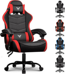 Luckracer Gaming Chair, Heavy Duty Computer Chairs With Linkage Armrest And Lumbar Support, Ergonomic Office Chair, Red