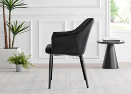 Furniturebox Uk Novara Black Leg Round Glass Dining Table & 4 Black Calla Black Leg Chairs - thumbnail 9