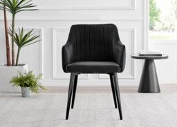 Furniturebox Uk Novara Black Leg Round Glass Dining Table & 4 Black Calla Black Leg Chairs - thumbnail 8