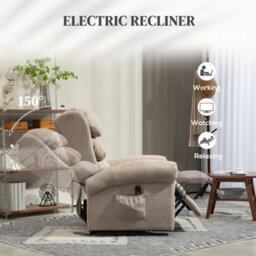 Homcom Power Lift Recliner Chair For Elderly With Remote Control, Khaki - thumbnail 5