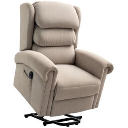 Homcom Power Lift Recliner Chair For Elderly With Remote Control, Khaki - thumbnail 2