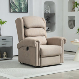 Homcom Power Lift Recliner Chair For Elderly With Remote Control, Khaki - thumbnail 1