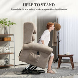 Homcom Power Lift Recliner Chair For Elderly With Remote Control, Khaki - thumbnail 4