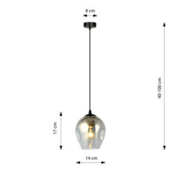 Emibig Lighting Emibig Istar Pendant Lamp  1 X E27 Black With Graphite Shade - thumbnail 8