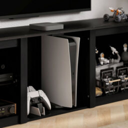 "Homcom 160Cm Tv Unit W/ Led Lights For 70"" Tv Modern Tv Stand Cabinet Black" - thumbnail 9