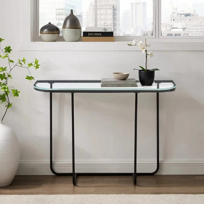 Urbn-Living Urbnliving 112Cm Width Curved Entry Console Foyer Side Sofa Accent Table Entryway Living Room - image 1
