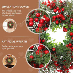 Amorly Artificial Holly Berry Christmas Wreath, Green Leaf Door Garland, Traditional Festival Hanging Ornament For Front Door Xmas Decor - thumbnail 6