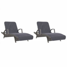 Berkfield Beach Towels 2 Pcs Anthracite 75X200 Cm Fabric 400 Gsm - thumbnail 4