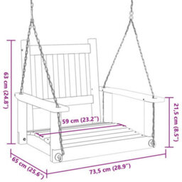 Walplus Garden Swing Chair With Metal Chains Brown Solid Wood Fir - thumbnail 8