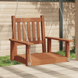 Walplus Garden Swing Chair With Metal Chains Brown Solid Wood Fir