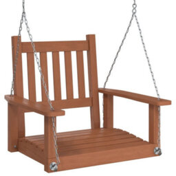 Walplus Garden Swing Chair With Metal Chains Brown Solid Wood Fir - thumbnail 2