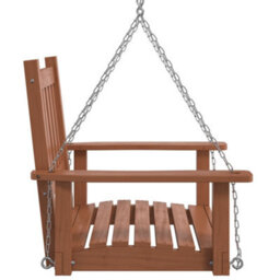 Walplus Garden Swing Chair With Metal Chains Brown Solid Wood Fir - thumbnail 5