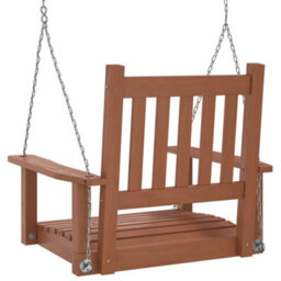 Walplus Garden Swing Chair With Metal Chains Brown Solid Wood Fir - thumbnail 6