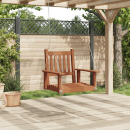 Walplus Garden Swing Chair With Metal Chains Brown Solid Wood Fir - thumbnail 3