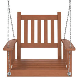 Walplus Garden Swing Chair With Metal Chains Brown Solid Wood Fir - thumbnail 4