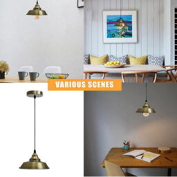 Ledsone Retro Industrial Ceiling Pendant Light Green Brass Metal 22 Cm Vintage Style For Kitchen Dining Living Room - thumbnail 4