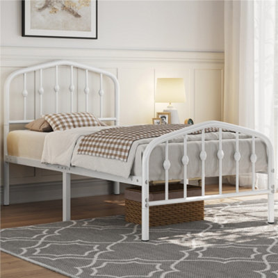 Yaheetech White 3Ft Single Metal Bed Frame With Arched Headboard And Footboard - image 1