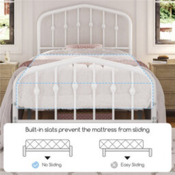 Yaheetech White 3Ft Single Metal Bed Frame With Arched Headboard And Footboard - thumbnail 5