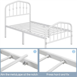 Yaheetech White 3Ft Single Metal Bed Frame With Arched Headboard And Footboard - thumbnail 7