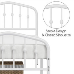 Yaheetech White 3Ft Single Metal Bed Frame With Arched Headboard And Footboard - thumbnail 6