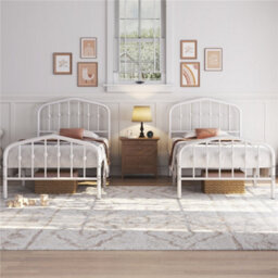 Yaheetech White 3Ft Single Metal Bed Frame With Arched Headboard And Footboard - thumbnail 3