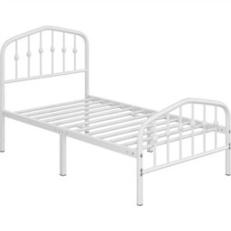 Yaheetech White 3Ft Single Metal Bed Frame With Arched Headboard And Footboard - thumbnail 2
