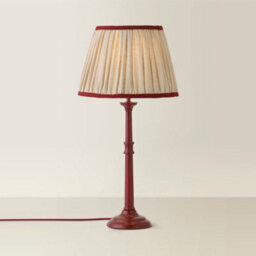 Valuelights Clara Burgundy Candlestick Table Lamp With Linen Pleated Shade - thumbnail 6