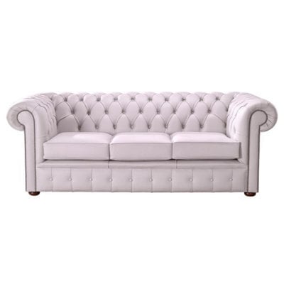 Chesterfield 3 Seater Shelly Blossom Leather Sofa Bespoke In Classic Style - image 1