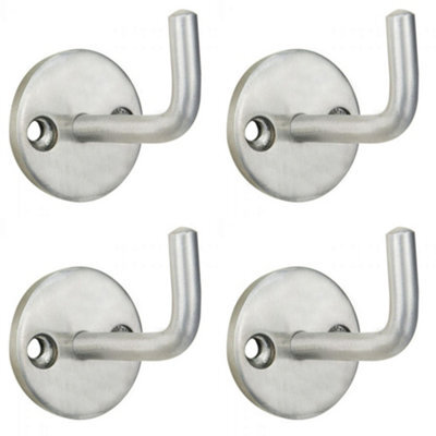 Loops 4 Pack - Slimline Single Coat Hook On Round Rose - 45mm Projection Satin Stainless Steel - image 1