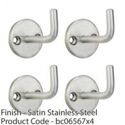 Loops 4 Pack - Slimline Single Coat Hook On Round Rose - 45mm Projection Satin Stainless Steel - thumbnail 2