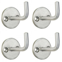 Loops 4 Pack - Slimline Single Coat Hook On Round Rose - 45mm Projection Satin Stainless Steel - thumbnail 1
