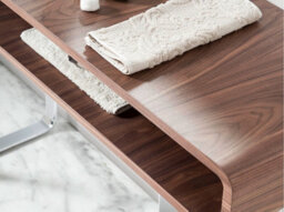Angel Cerda Stylish Rectangular Walnut Console Table With Chrome Legs - thumbnail 4