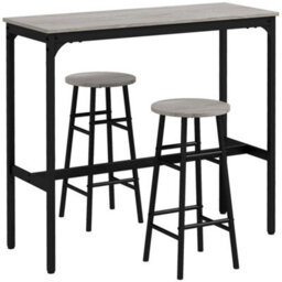 Wyld Haus Dirive 3-Piece Grey Industrial Bar Table And Stool Set - 105 X 40 X 90 Cm - thumbnail 1
