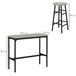 Wyld Haus Dirive 3-Piece Grey Industrial Bar Table And Stool Set - 105 X 40 X 90 Cm - thumbnail 3