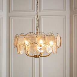 Luminosa Lighting Luminosa Thistle Pendant Ceiling Light Brushed Aged Brass Plate & Handmade Champagne Glass 5 X 7W Led E14 - thumbnail 5