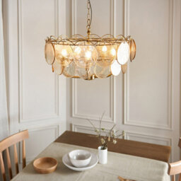 Luminosa Lighting Luminosa Thistle Pendant Ceiling Light Brushed Aged Brass Plate & Handmade Champagne Glass 5 X 7W Led E14 - thumbnail 4