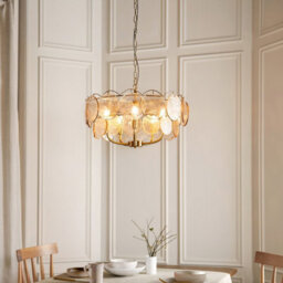 Luminosa Lighting Luminosa Thistle Pendant Ceiling Light Brushed Aged Brass Plate & Handmade Champagne Glass 5 X 7W Led E14 - thumbnail 2