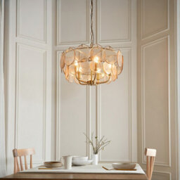Luminosa Lighting Luminosa Thistle Pendant Ceiling Light Brushed Aged Brass Plate & Handmade Champagne Glass 5 X 7W Led E14 - thumbnail 3