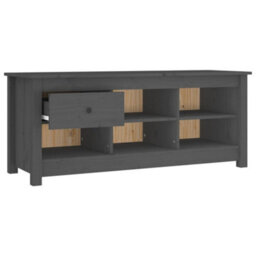 Berkfield Shoe Cabinet Grey 110X38X45.5 Cm Solid Wood Pine - thumbnail 4