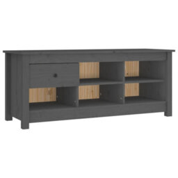Berkfield Shoe Cabinet Grey 110X38X45.5 Cm Solid Wood Pine - thumbnail 2