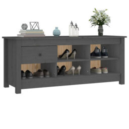 Berkfield Shoe Cabinet Grey 110X38X45.5 Cm Solid Wood Pine - thumbnail 7