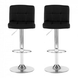 Set Of Two Neo Black Faux Leather Bar Stools With Polished Chrome Legs - thumbnail 6