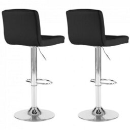 Set Of Two Neo Black Faux Leather Bar Stools With Polished Chrome Legs - thumbnail 7