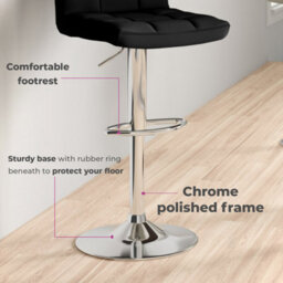 Set Of Two Neo Black Faux Leather Bar Stools With Polished Chrome Legs - thumbnail 3