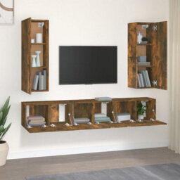 Berkfield 5 Piece Tv Cabinet Set Smoked Oak Engineered Wood - thumbnail 3