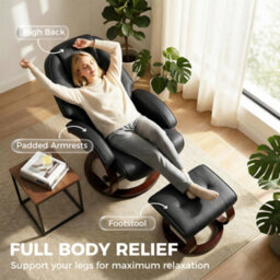 Homcom Recliner Chair With Footstool, Swivel Recliner Armchair, Black - thumbnail 6