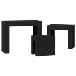Berkfield 3-Piece Nesting Coffee Table Set - Black Oak Engineered Wood - thumbnail 8