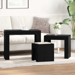Berkfield 3-Piece Nesting Coffee Table Set - Black Oak Engineered Wood - thumbnail 1