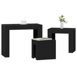 Berkfield 3-Piece Nesting Coffee Table Set - Black Oak Engineered Wood - thumbnail 3