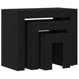 Berkfield 3-Piece Nesting Coffee Table Set - Black Oak Engineered Wood - thumbnail 5